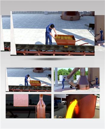 三维建筑动画高清视频素材冶炼 厂房 工人 炼钢