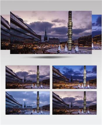 中国上海广州城市地标建筑高端办公楼夜景航拍宣传片高清视频素材城市夜景09