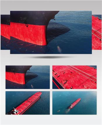 海上油轮 大海 船只 鸟瞰 波浪 海浪 拖尾 宣传片素材