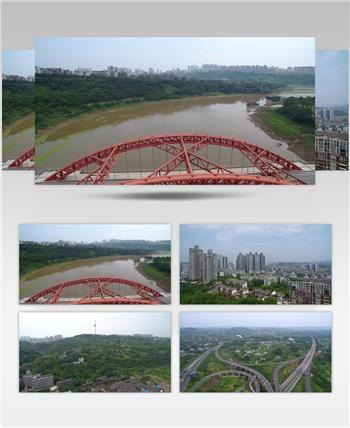 高清视频素材航拍长江大桥高速高架泸州城市航道
