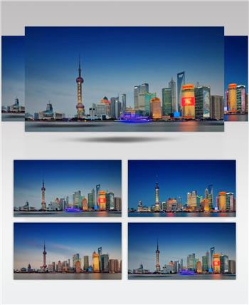 中国上海广州城市地标建筑高端办公楼夜景航拍宣传片高清视频素材城市08