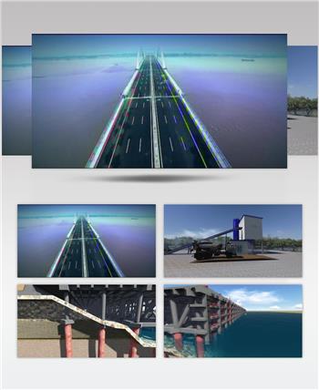 三维建筑漫游动画港口海港物流高速路