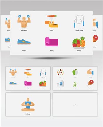 AE：健康与饮食动画图标ae特效素材下载网站
