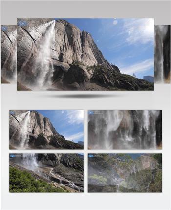 ［4K］ 山谷瀑布 4K片源 超高清实拍视频素材 自然风景山水花草树木瀑布超清素材