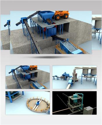 机械动画 三维动画 3d 机械设备 挖掘机 工厂 生产线 流水线 传送带 生产设备 车间