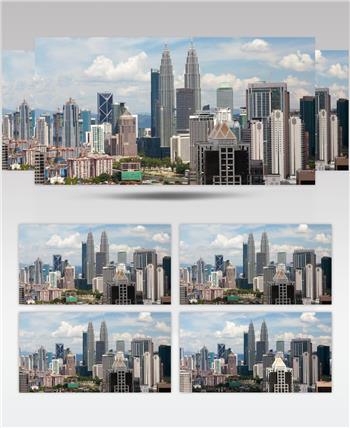 延时摄影吉隆坡城市建筑全景天际线