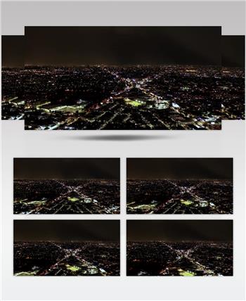 航拍镜头夜间城市与交通全景夜色