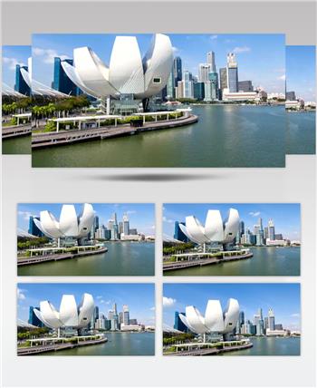 延时摄影新加坡艺术中心和摩天大楼