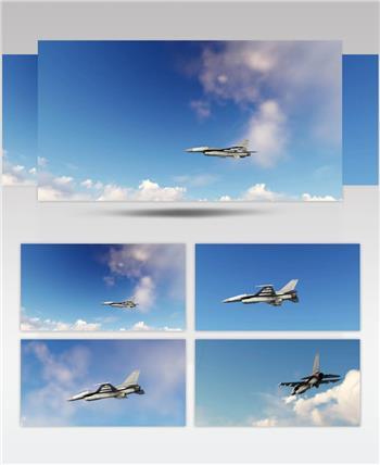 影视CG动画喷气式飞机在天空中飞行