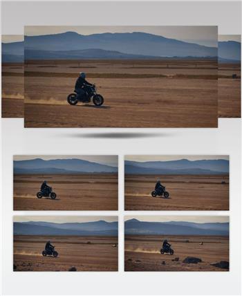 骑摩托车穿越群山沙漠戈壁