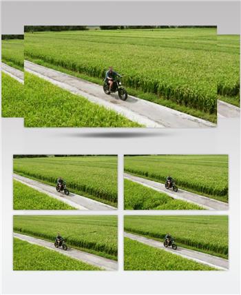 在乡下骑摩托车的人