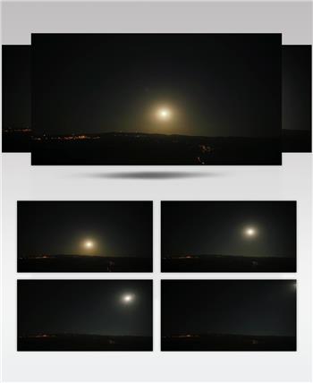 夜空中明亮的月亮泛起月晕