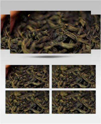 实拍翻炒茶叶烘干
