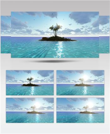 三维动画大海海滨海岛美景