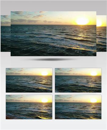 清晨太阳照耀下的大海美景