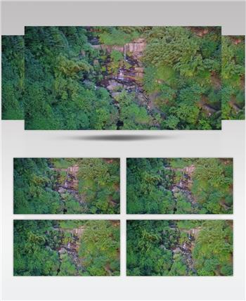 瀑布 流水 竹林 山巅 山川 乡村   美景 视频素材 航拍视频素材  