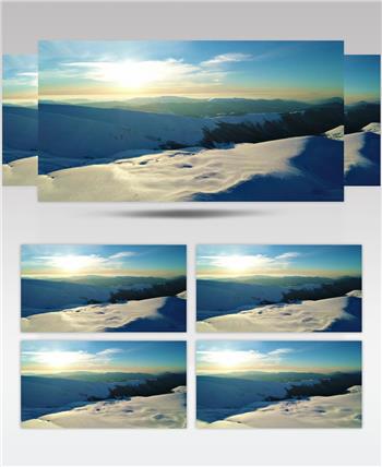 清晨太阳照耀的雪山山脉实拍视频