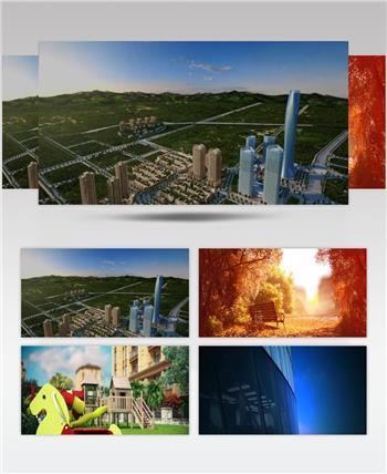 三维建筑漫游动画 房地产 楼盘 水景 小品