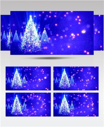 发光粒子制成的旋转圣诞树背景视频