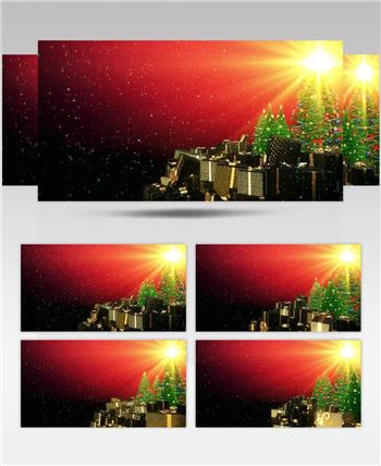 圣诞节三维动画圣诞概念树背景视频