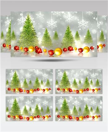 圣诞节圣诞树圣诞球粒子雪花动画视频