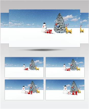 圣诞节圣诞树雪人麋鹿装饰动画视频