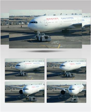 中国东方航空 飞机 机场 调头 实拍视频素材