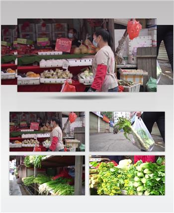 实拍 新鲜 菜市场 蔬菜 人物生活 视频素材