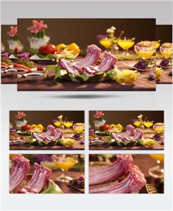 鲜美食材 美食 排骨 绿色肉类 农产品 宣传片 视频素材