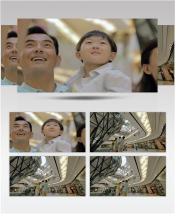 时尚 大气 商场 购物 三口之家 视频素材