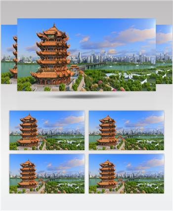 武汉黄鹤楼 看长江 大桥角度 三维动画 视频素材