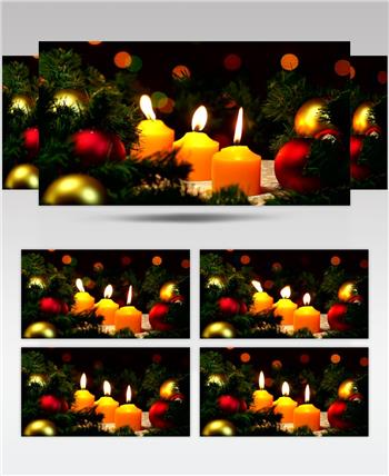 圣诞装饰点燃的蜡烛