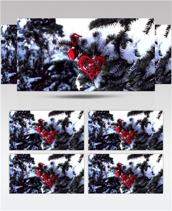 冬季圣诞节松树上的圣诞装饰视频