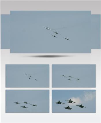 晴朗的天空中的军用战斗飞机视频