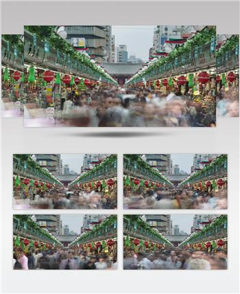 延时摄影东京街道民俗活动穿梭的人群