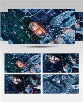 广州珠江新城高楼大厦夜景灯光景观鸟瞰