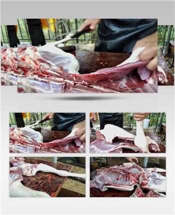 菜场羊肉分割羊肉肉制品实拍视频素材