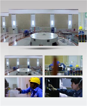 工厂实拍水力发电站检测维修视频素材