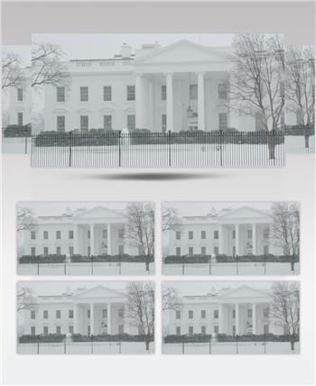 冬季暴风雪期间的白宫 4K