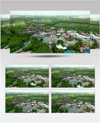 上海松江欢乐谷游乐场4K航拍视频