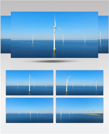 海面风车转动风力发电视频素材
