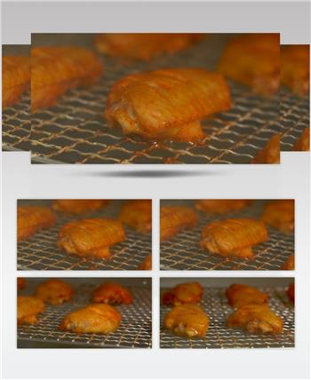 烤鸡翅在烤箱里延时摄影4K