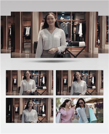 美女时尚高端商场购物实拍背景视频
