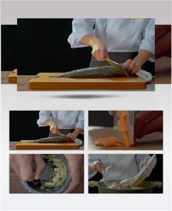 鱼肉火锅鳕鱼锅切肉食材烹饪视频