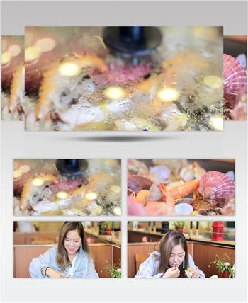 美味佳肴吃海鲜品尝海鲜视频素材