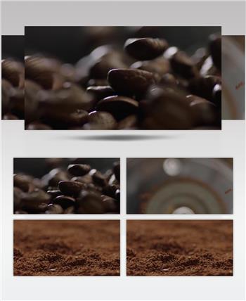 咖啡豆特写冲咖啡现磨咖啡美食小吃宣传视频素材