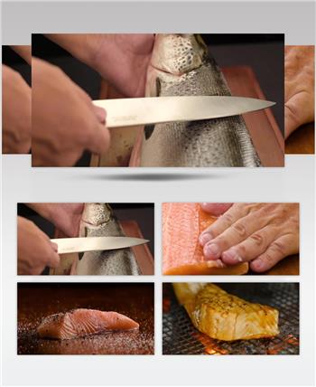 实拍寿司三文鱼制作美食栏目宣传视频素材