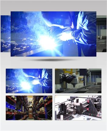 智能自动化生产钢工厂钢构加工实拍视频素材