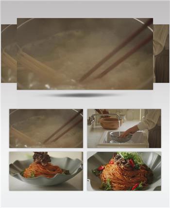 家庭版美味凉拌面制作过程实拍美食小吃视频素材