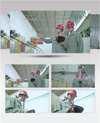 实拍工程师在工厂拿仪器检验设备视频素材